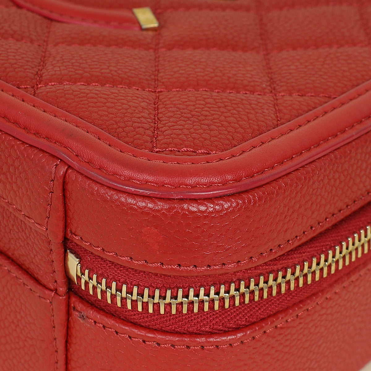Chanel Red CC Filigree Medium Vanity Bag
