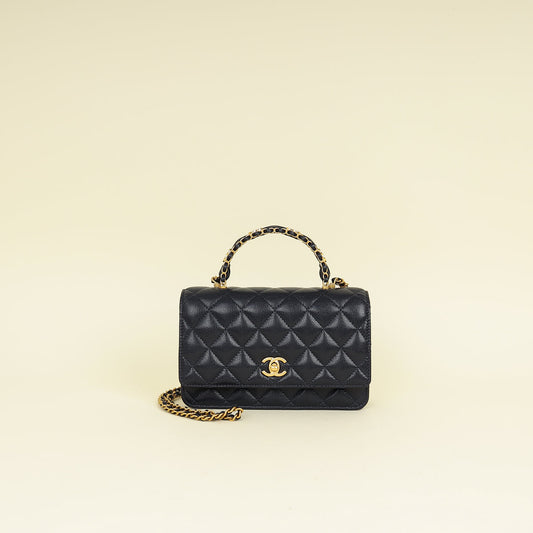Chanel Navy Blue CC Top Handle Wallet On Chain