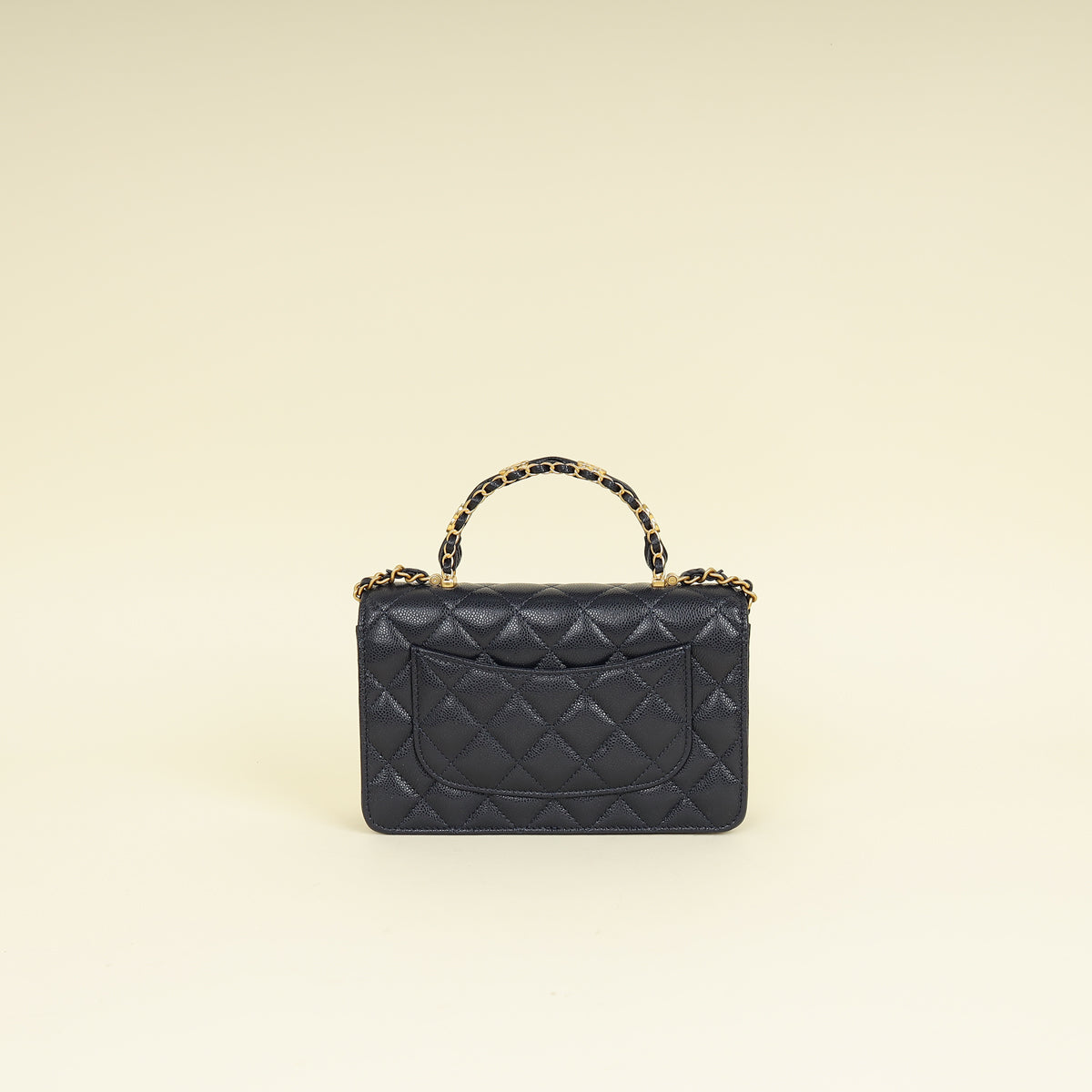 Chanel Navy Blue CC Top Handle Wallet On Chain