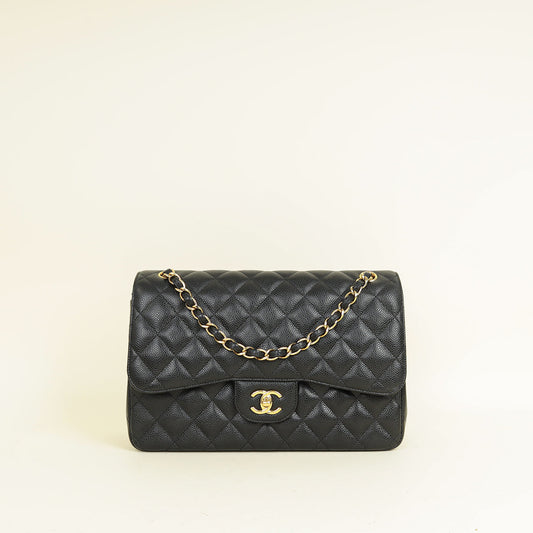 Chanel Black CC Classic Double Flap Jumbo Bag