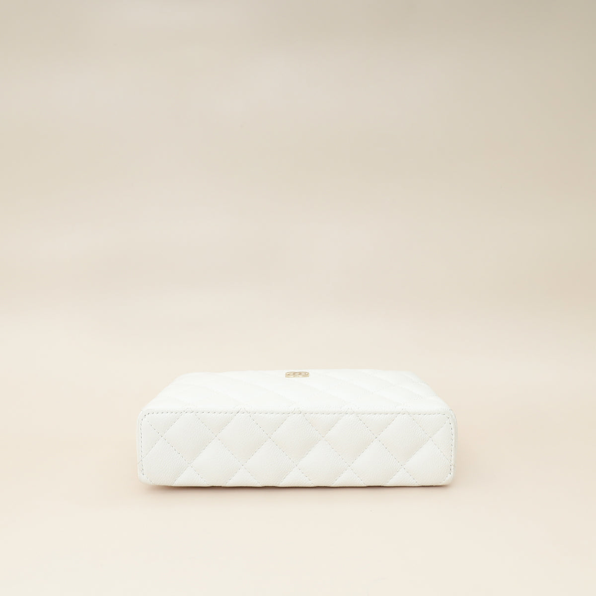 Chanel White CC Quilted Top Handle Slim Vanity With Chain