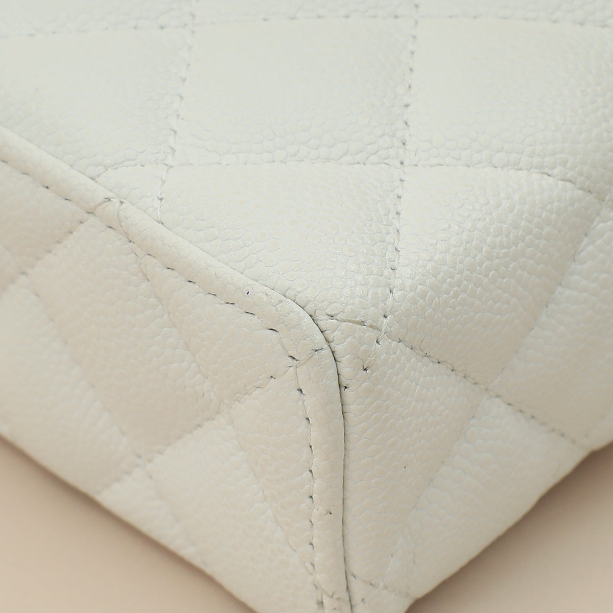 Chanel White CC Quilted Top Handle Slim Vanity With Chain