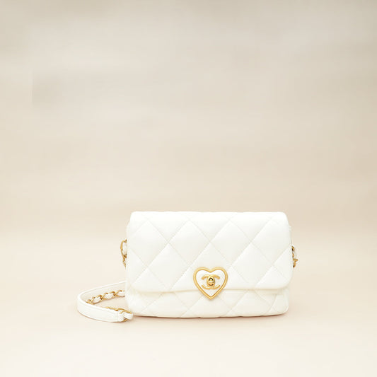 Chanel White CC Plexiglass Quilted Coco Love Flap Bag