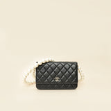 Chanel Black Maxi Pearls Wallet on Chain