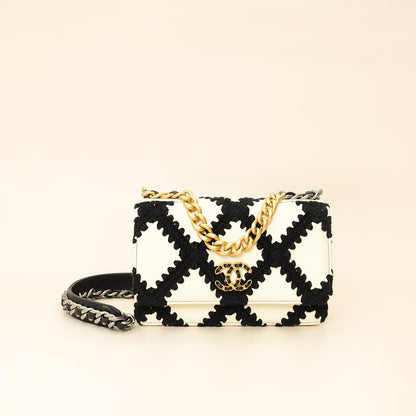 Chanel Bicolor Crochet Chanel 19 Wallet on Chain
