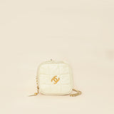 Chanel White CC Diamond Clutch W/ Chain