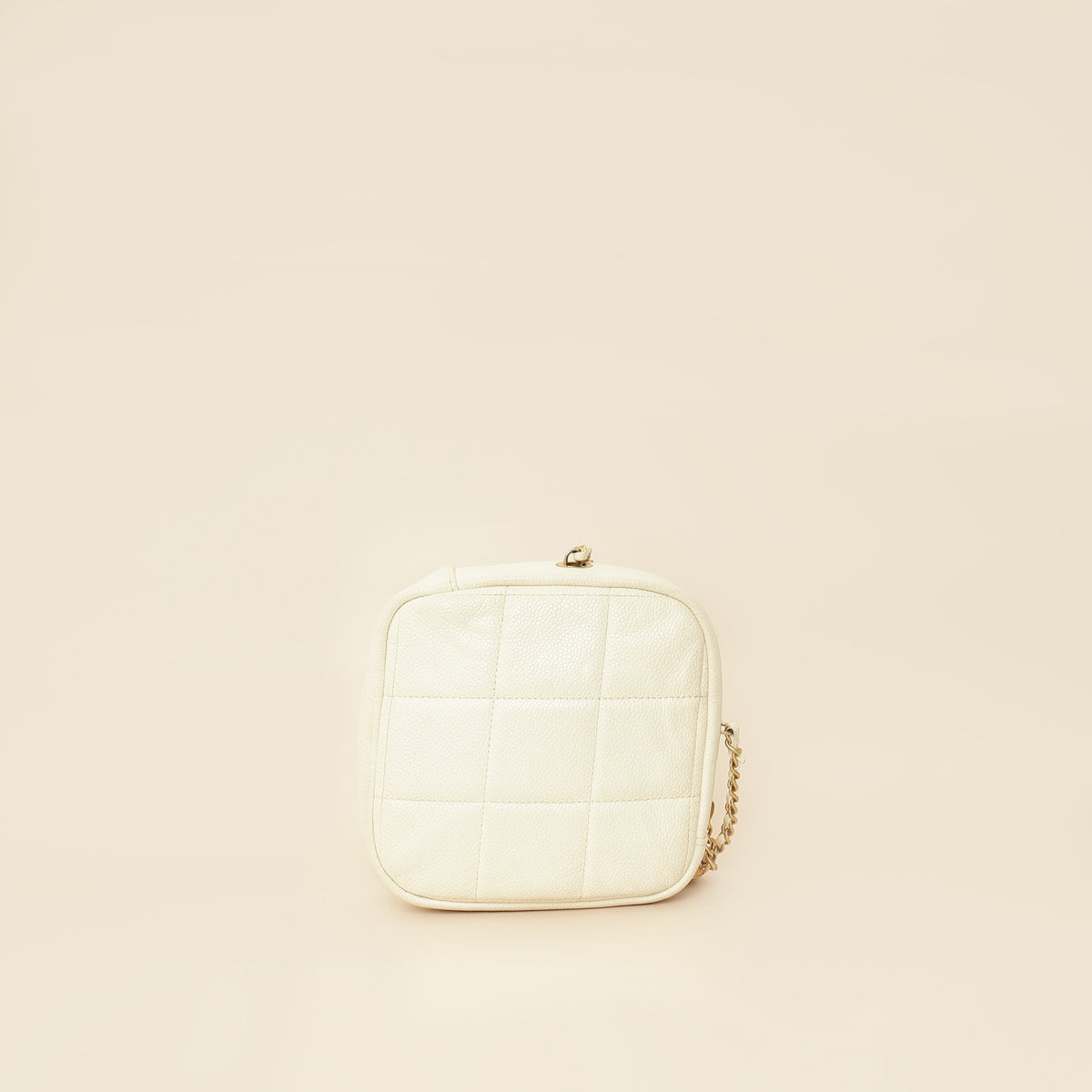 Chanel White CC Diamond Clutch W/ Chain