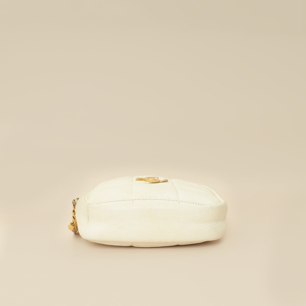 Chanel White CC Diamond Clutch W/ Chain