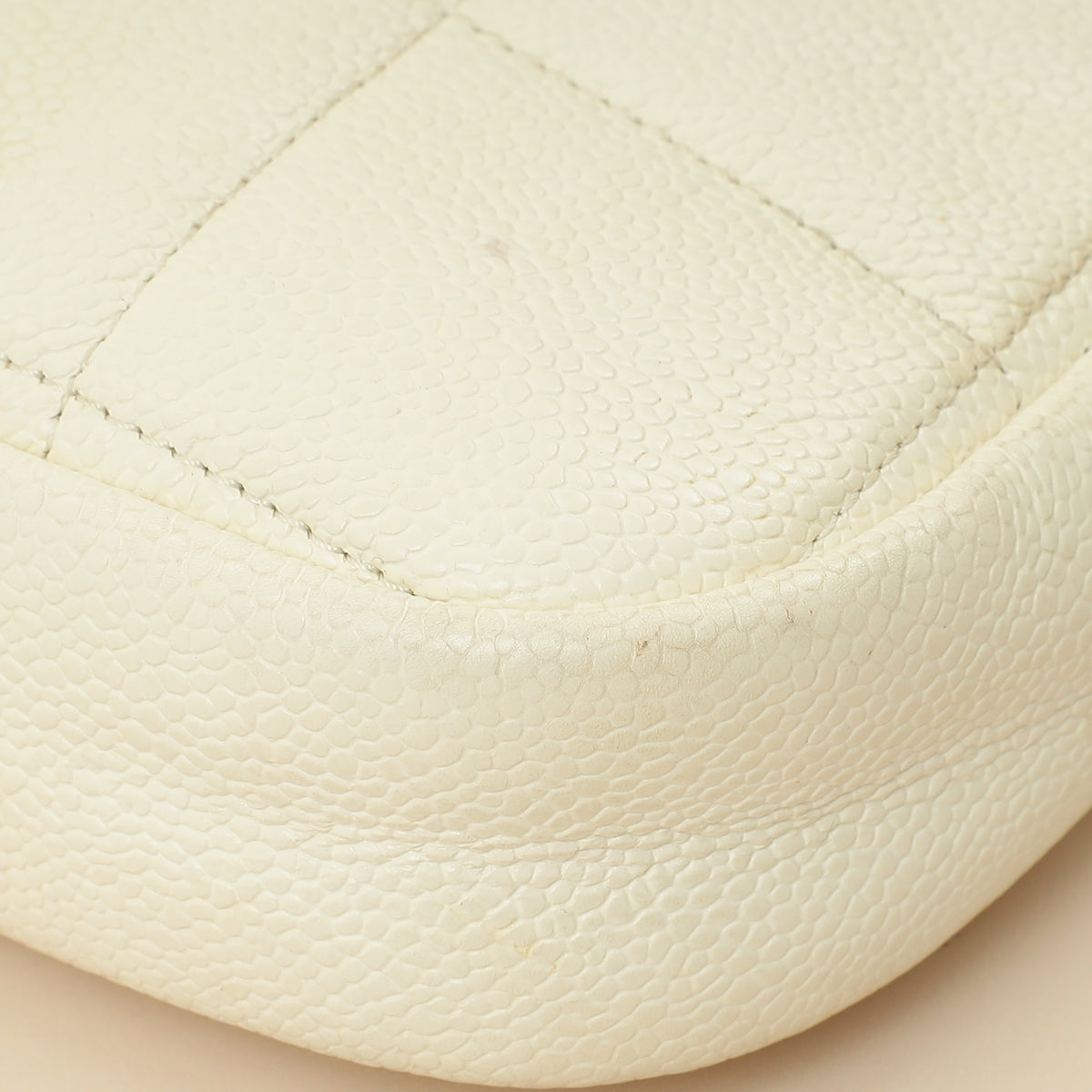 Chanel White CC Diamond Clutch W/ Chain