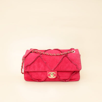 Chanel Fuchsia Diamond Fringe Flap Bag