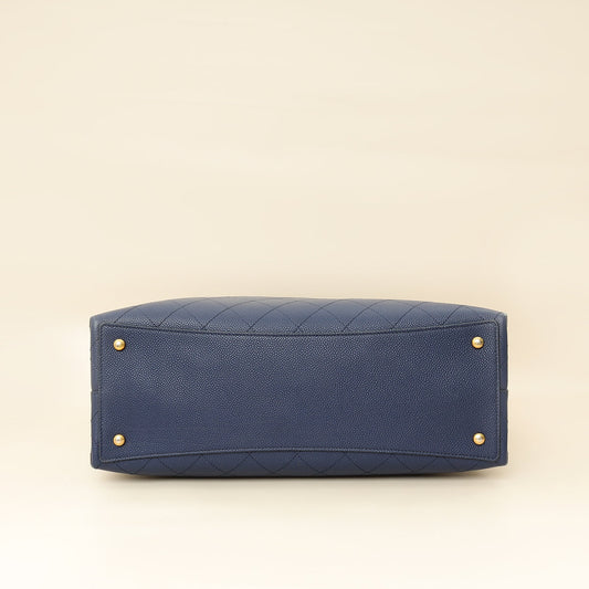 Chanel Navy Blue CC Shopping Tote Bag