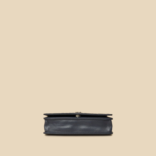 Chanel Navy Blue CC Camellia Flower Embossed Wallet On Chain