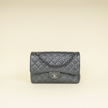 Chanel Metallic Charcoal Classic Double Flap Jumbo Bag
