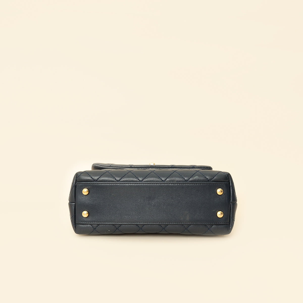 Chanel Navy Lizard Embossed Coco Handle Small Bag