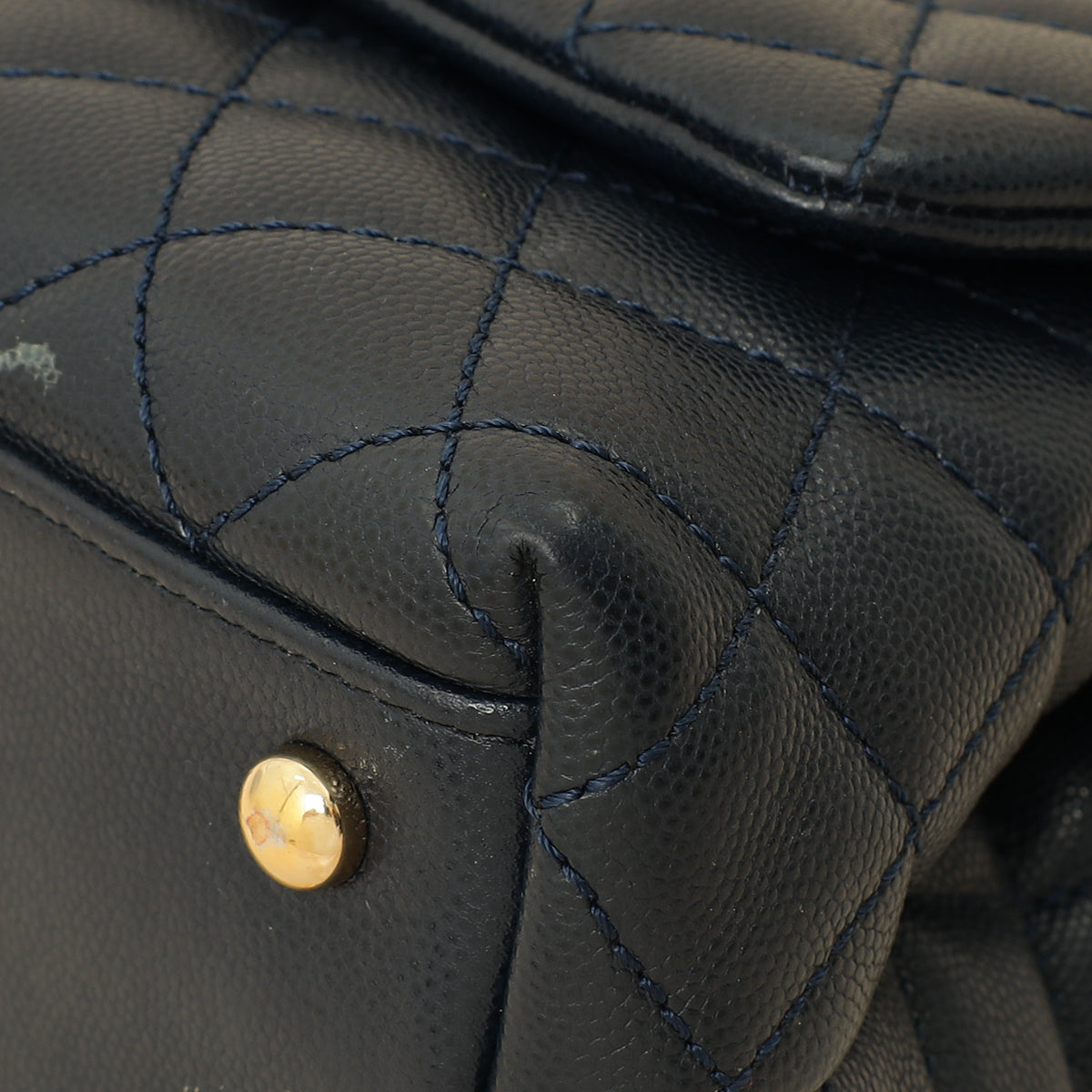 Chanel Navy Lizard Embossed Coco Handle Small Bag