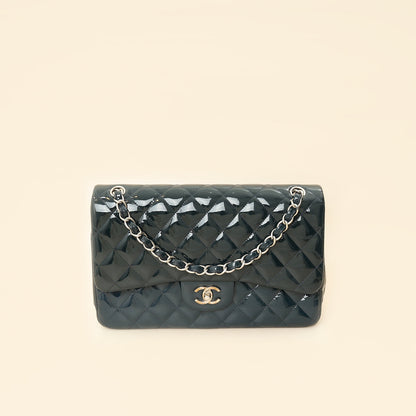 Chanel Dark Grey Classic Double Flap Jumbo Bag