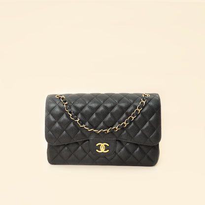 Chanel Black Classic Double Flap Jumbo Bag