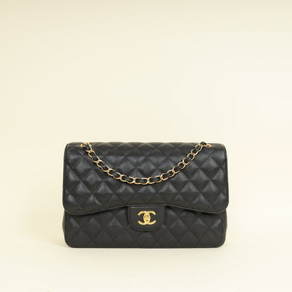 Chanel Black CC Classic Double Flap Jumbo Bag