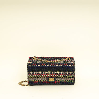 Chanel Multicolor 2.255 Reissue Tweed Double Flap 226 Bag