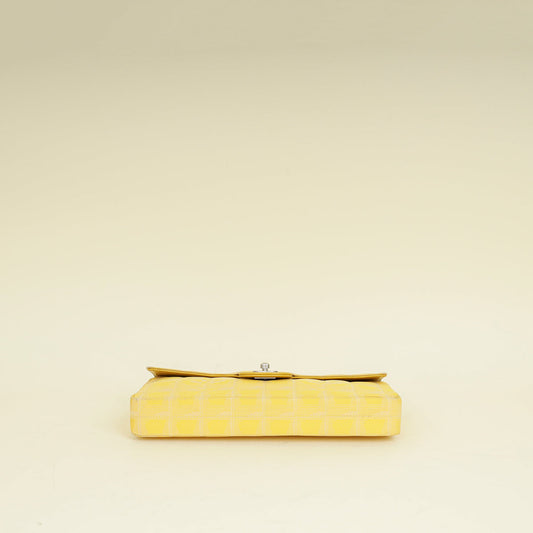Chanel Yellow CC Chocolate Bar New Travel Lin East West Flap Bag