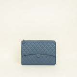 Chanel Grey Blue CC Flap Zip Clutch