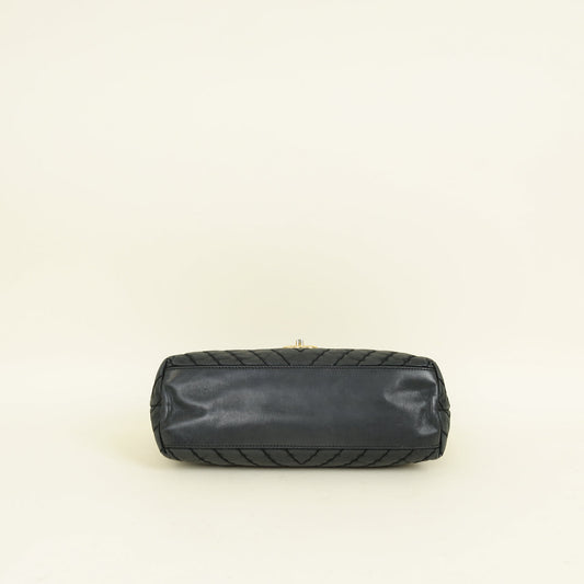 Chanel Black CC Surpique Jumbo Flap Bag