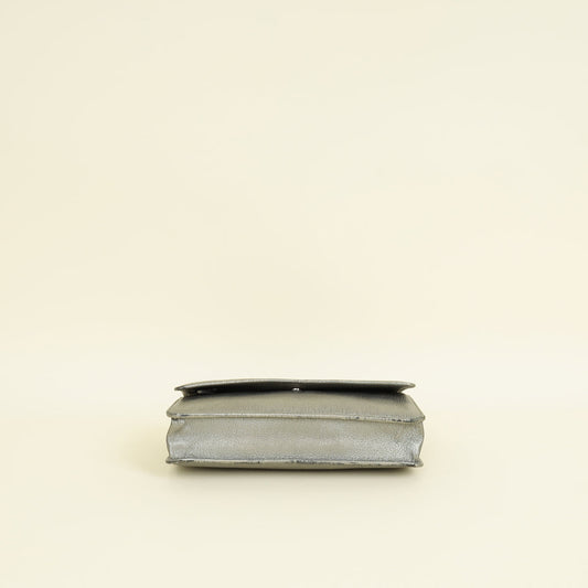 Chanel Metallic Gray Coco Mark Wallet on Chain