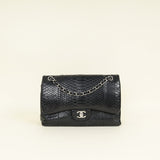 Chanel Black CC Classic Python Double Flap Jumbo Bag