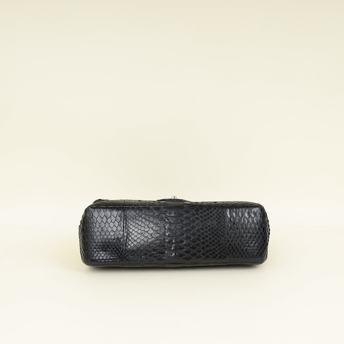 Chanel Black CC Classic Python Double Flap Jumbo Bag
