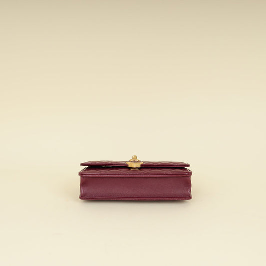 Chanel Violet CC Heart Lock Wallet On Chain