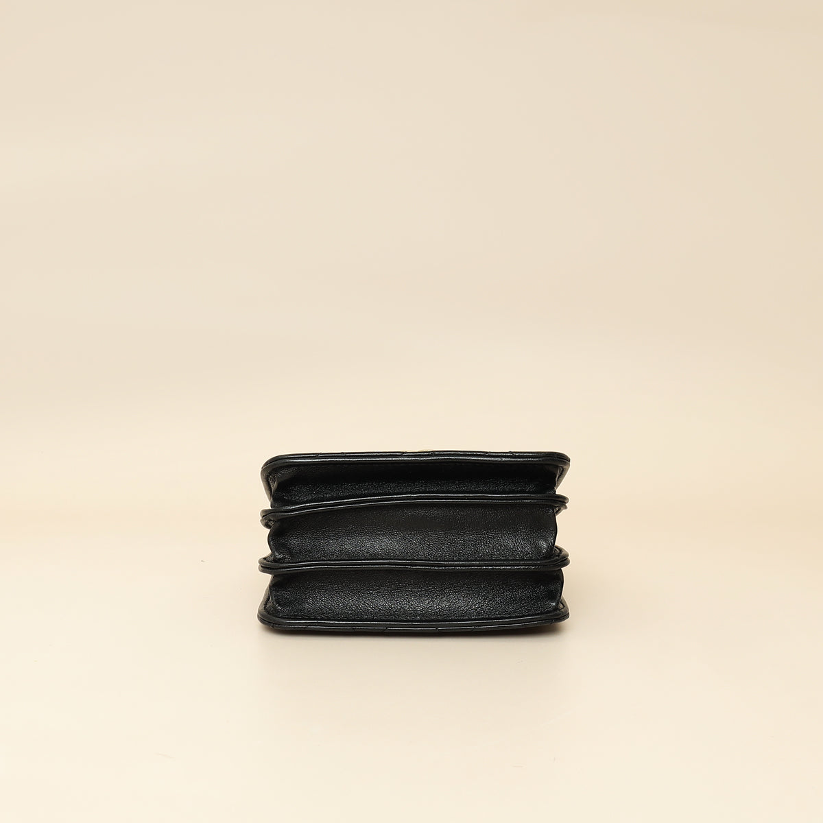 Chanel Black CC Quilted Top Handle Flap Clutch W/ Chain