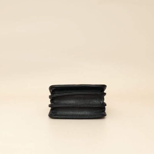 Chanel Black CC Quilted Top Handle Flap Clutch W/ Chain