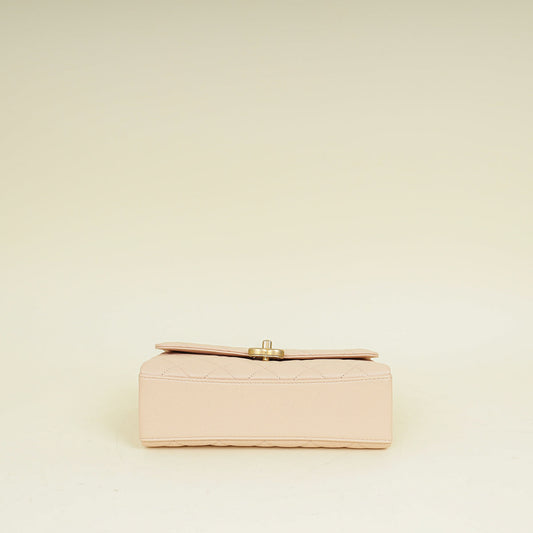 Chanel Light Peach CC Carry Me Top Handle Flap Bag