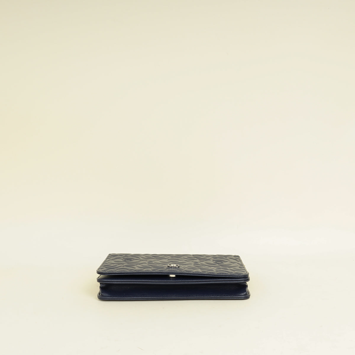 Chanel Navy Blue CC Camellia Flower Wallet On Chain