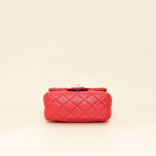 Chanel Red CC Classic Mini Square Flap Bag