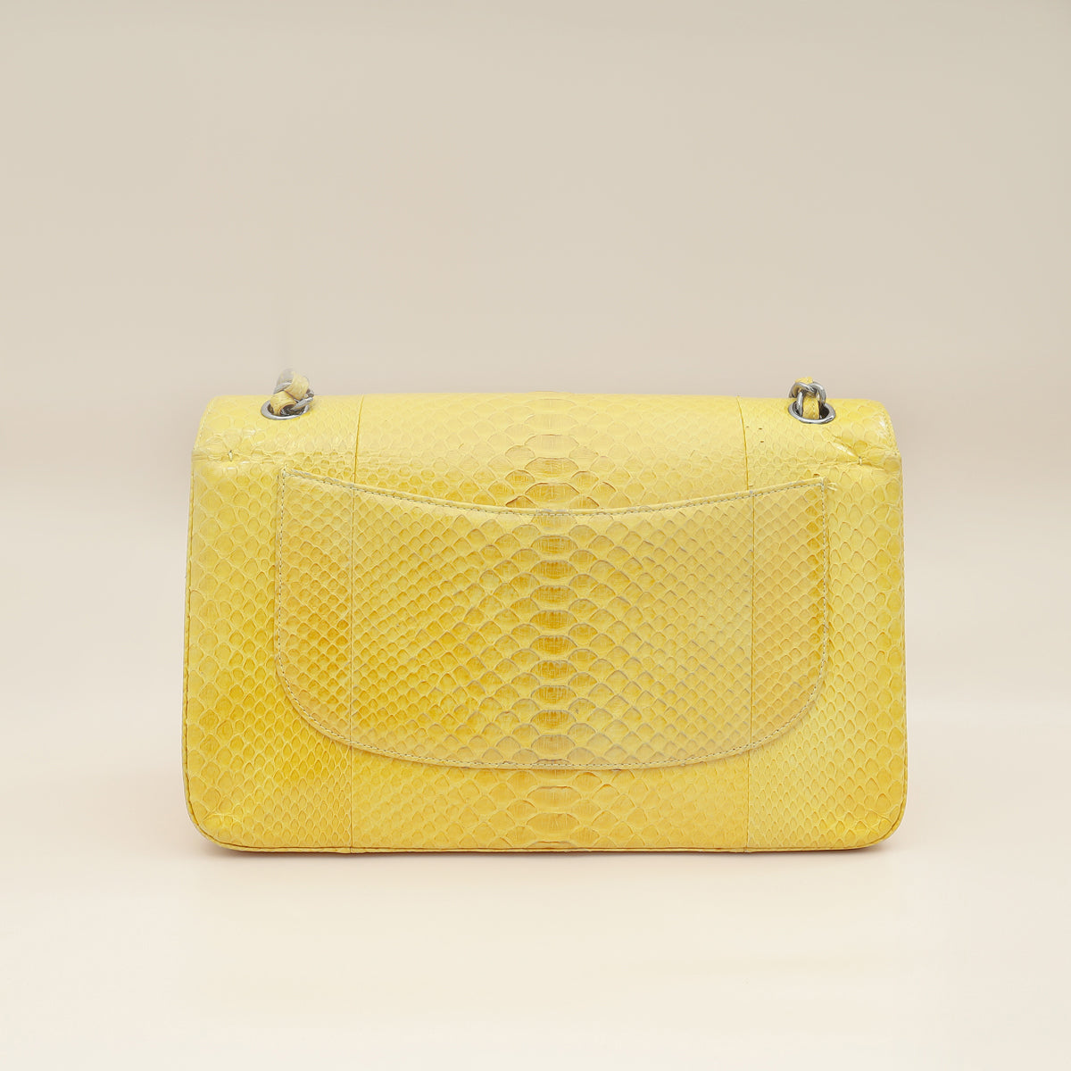 Chanel Yellow Python CC Classic Double Flap Jumbo Bag