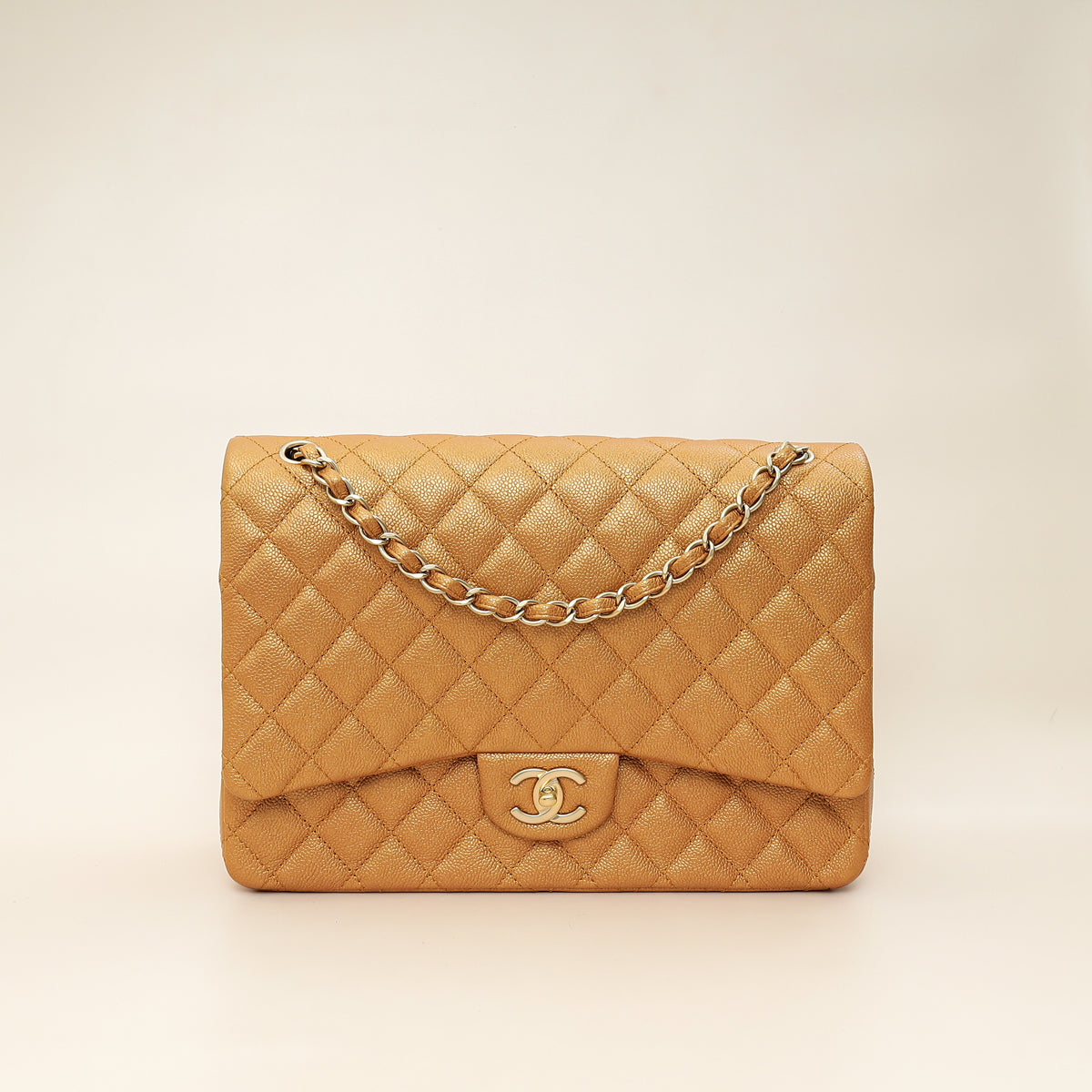 Chanel Metallic Bronze CC Classic Double Flap Maxi Bag