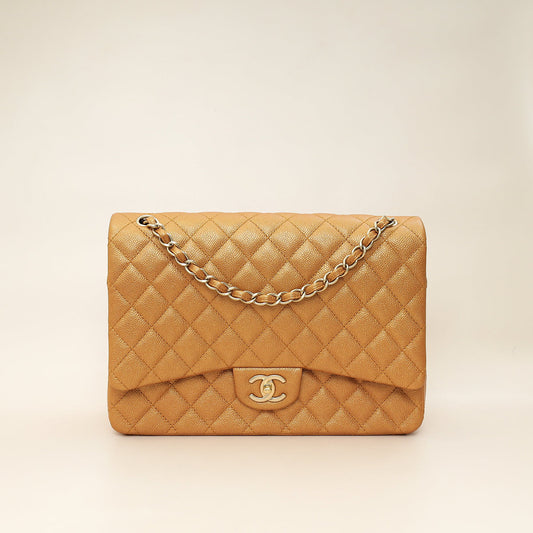 Chanel Metallic Bronze CC Classic Double Flap Maxi Bag