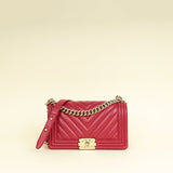 Chanel Dark Fuchsia Le Boy Chevron Medium Flap Bag