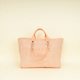 Chanel Peach CC Deauville Mixed Fiber Shopping Bag