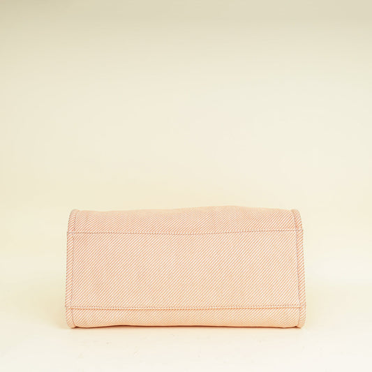 Chanel Peach CC Deauville Mixed Fiber Shopping Bag