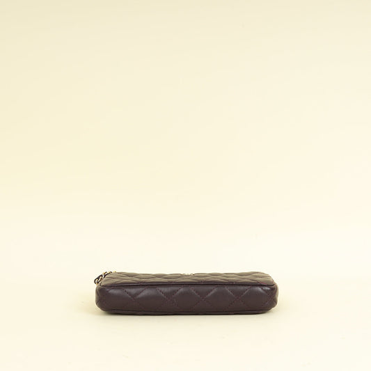 Chanel Prune CC Double Zip Clutch With Chain Crossbody Bag
