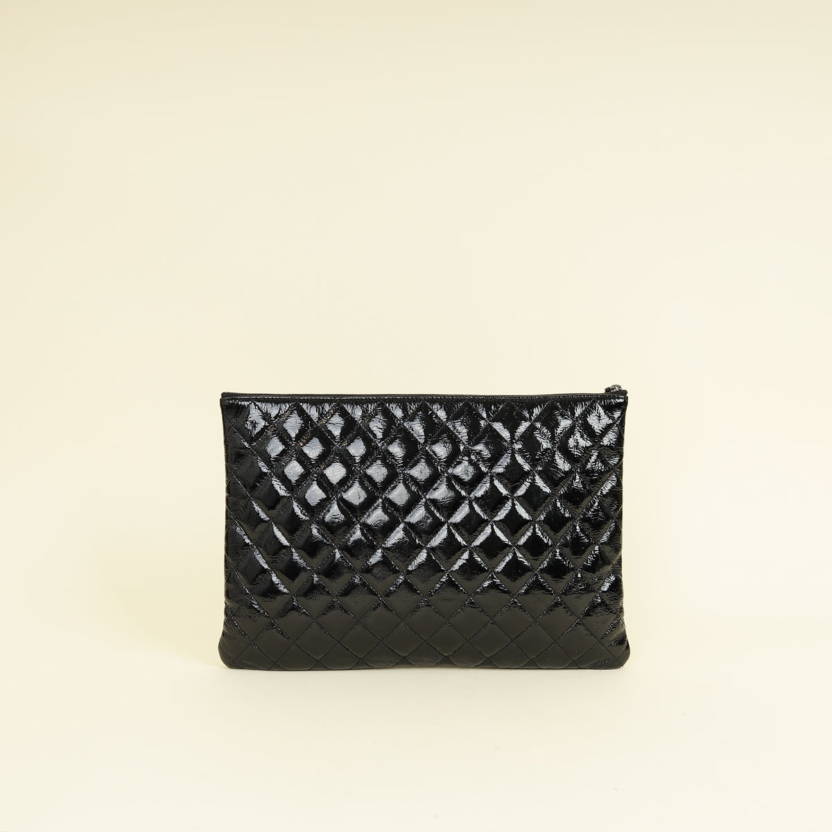 Chanel Black CC Classic Quilted Zip Clutch
