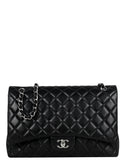 Chanel Black Lambskin Leather Single Flap Maxi Bag