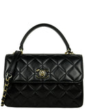 Chanel 2022 Black Lambskin Quilted Small Trendy CC Dual Handle Flap Bag