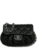 Chanel Black Washed Lambskin Quilted Mini Chain Around Flap Bag