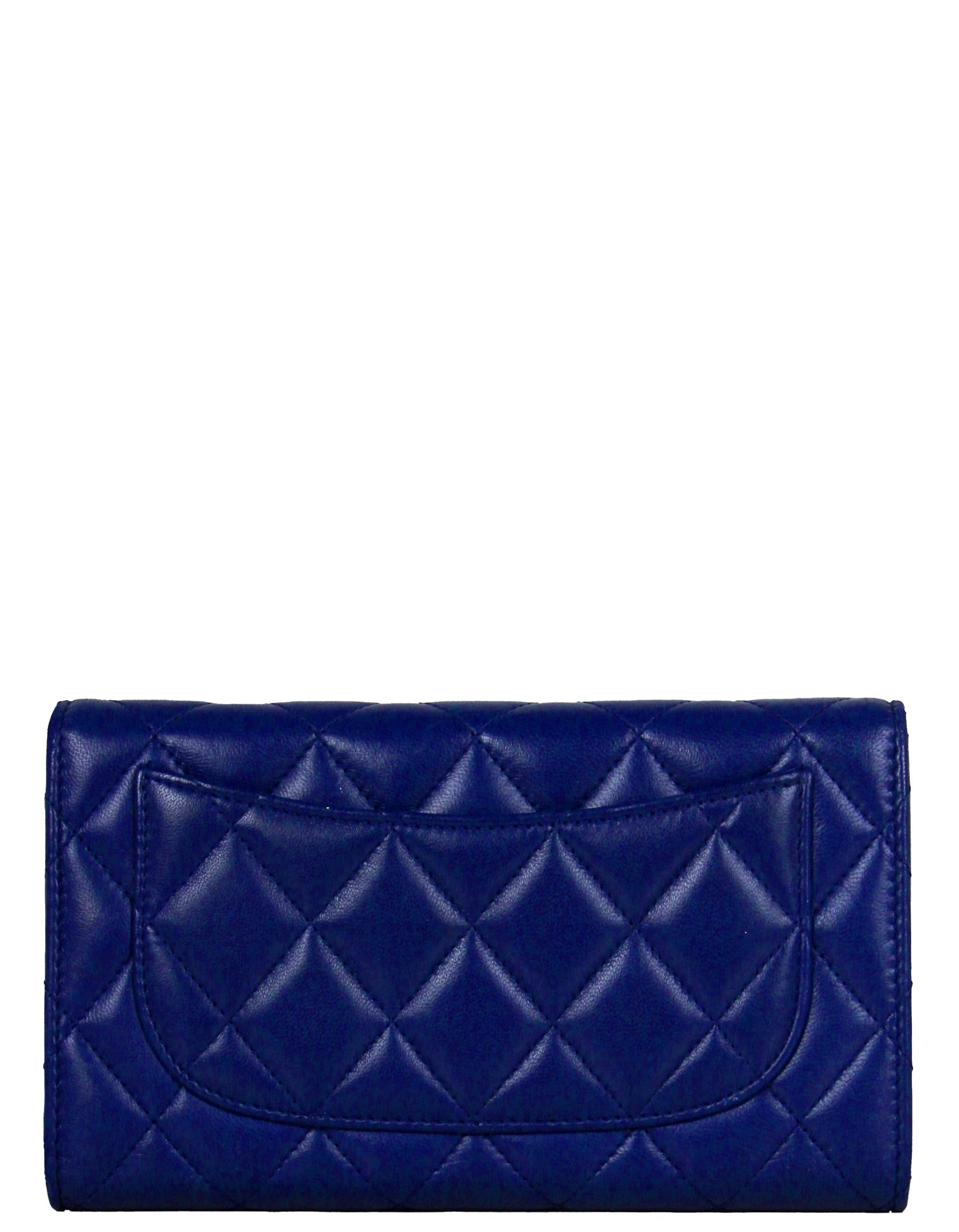 Chanel Blue Lambskin Quilted Large Gusset Flap Wallet
