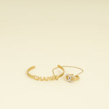 Chanel Gold CC Crystal Chain Cuff Ring Set