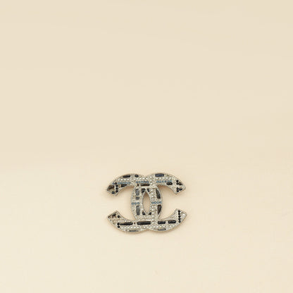 Chanel Silver CC Beads Crysta Details Brooch