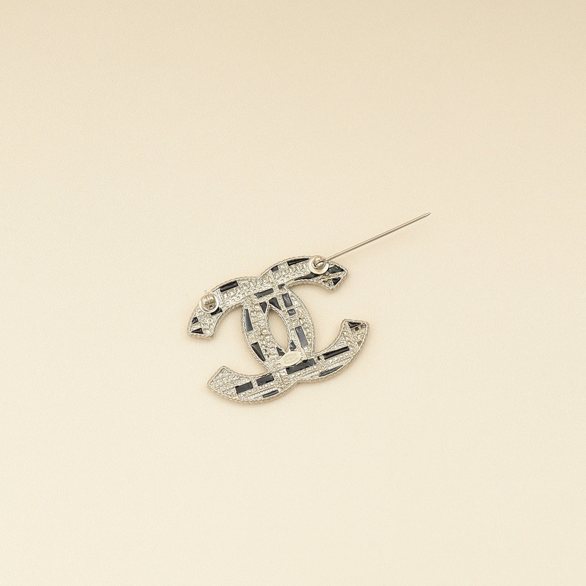 Chanel Silver CC Beads Crysta Details Brooch